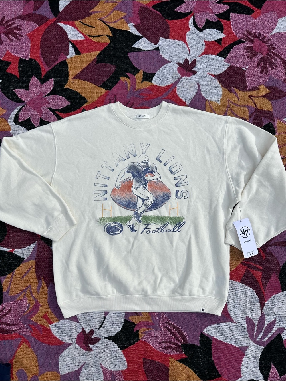 NWT! 47 Brand Nittany Lions Penn State Football Crewneck Sweatshirt Cream